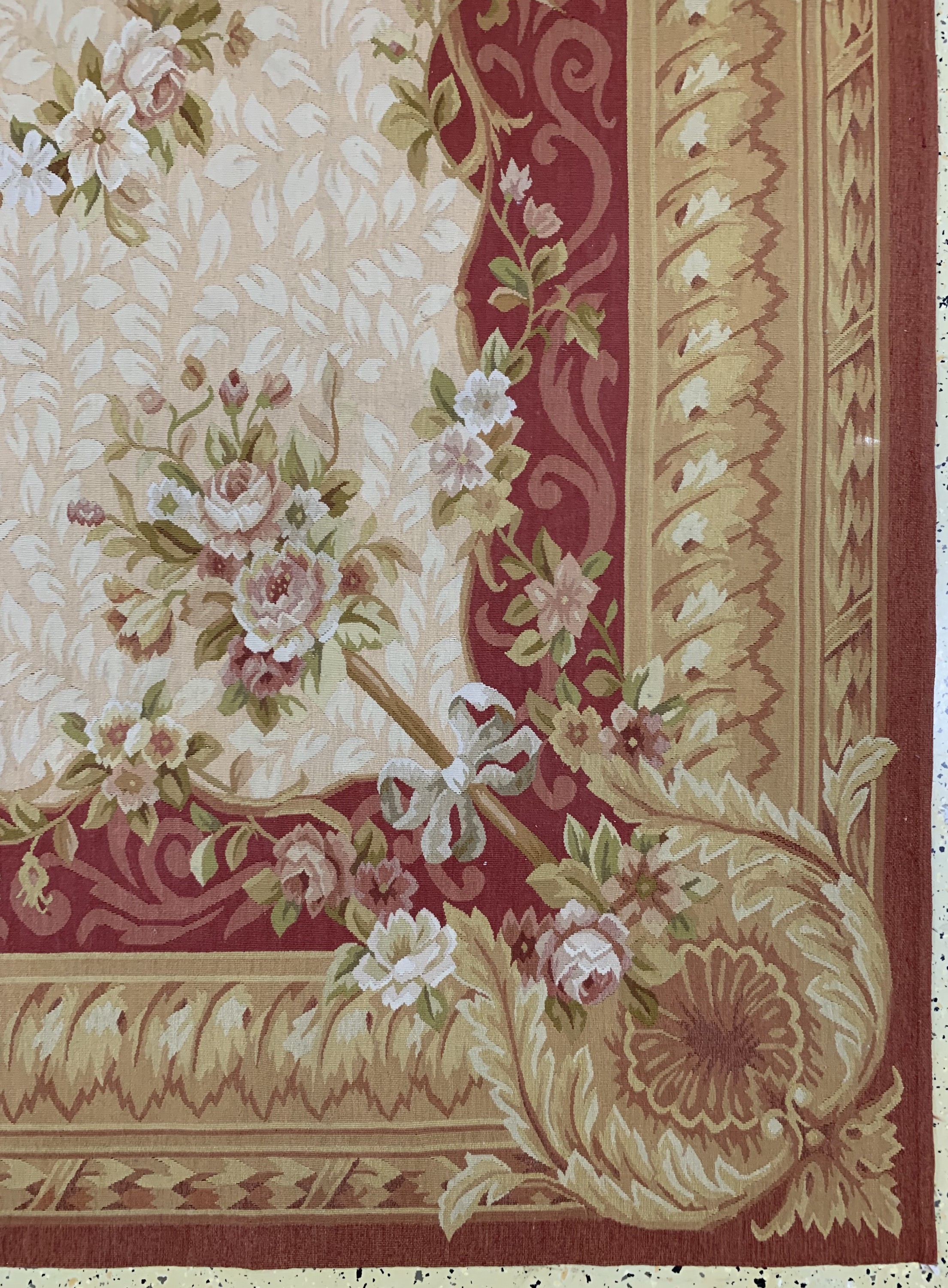 Detail a: Aubusson flachgewebt, China, Ende 20.Jhd, Wolle auf Baumwolle, ca. 370 x 270 cm, Reinigungsbedürftig, EHZ: 1-2