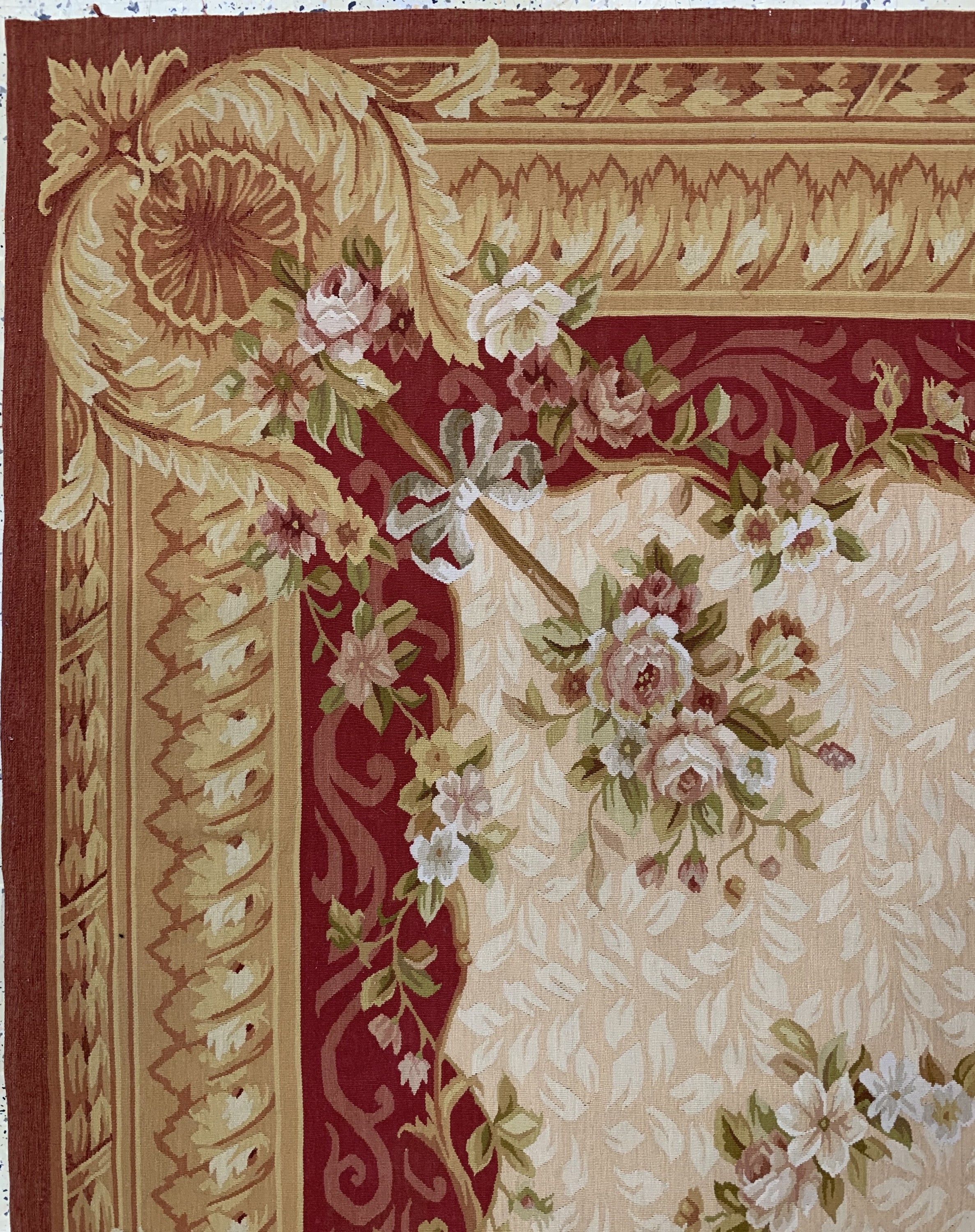 Detail d: Aubusson flachgewebt, China, Ende 20.Jhd, Wolle auf Baumwolle, ca. 370 x 270 cm, Reinigungsbedürftig, EHZ: 1-2