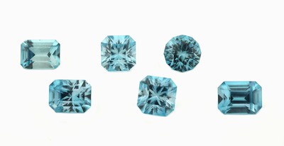 Image 26918834 - Lot 6 türkis-blaue lose Zirkone, zus. ca. 11.04 ct, versch. Schliffformen und ...