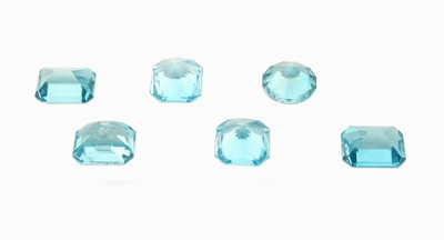 26918834a - Lot 6 türkis-blaue lose Zirkone, zus. ca. 11.04 ct, versch. Schliffformen und ...