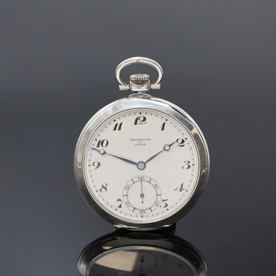 Image UHRMACHERSCHULE Le Locle kleine offene 900er Silbertaschenuhr, Schweiz um 1930, glattes ...