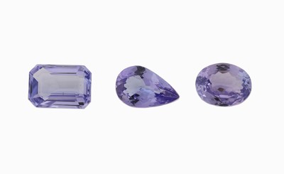 Image Konvolut 3 lose Tansanite zus. ca. 8.53 ct, 1 x ca. 2.70 ct, ovalfacett.; 1 x ca. 2.46 ...