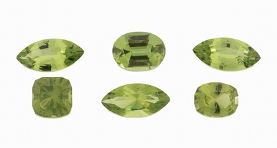 Image Konvolut 6 lose Peridots zus. ca. 16.90 ct, versch. Schliffformen und Größen ...