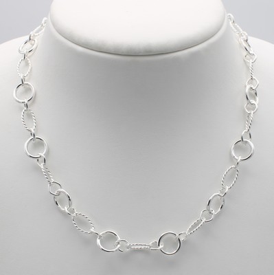 26918869a - Gliedercollier, 925er Silber, Glieder in versch. Formen u. z.T. im Kordelmuster, ...