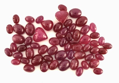 Image 26918877 - Lot lose Rubin-Cabochons, zus. ca. 63.92 ct, versch. Größen und Formen ...