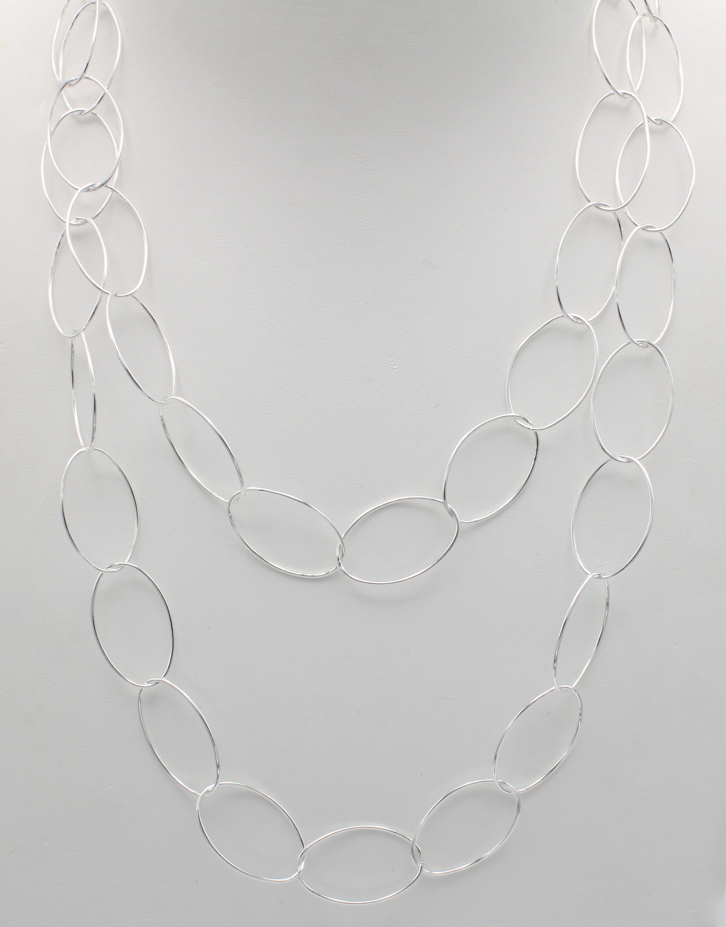 Image 26918928 - Lange Gliederkette, 925er Silber, ovale, feine Glieder, Karabinerschl., L. ca. 110 cm