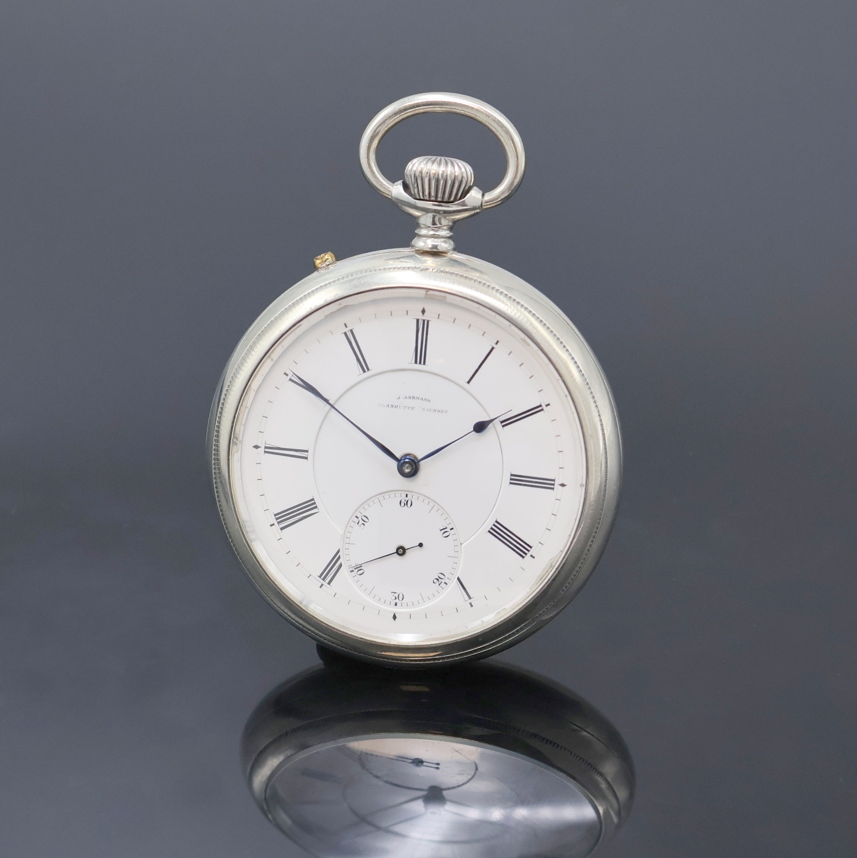 Image 26918960 - J. ASSMANN Glashütte Taschenuhrwerk im neutralen Silbergehäuse, Deutschland um 1910, ...