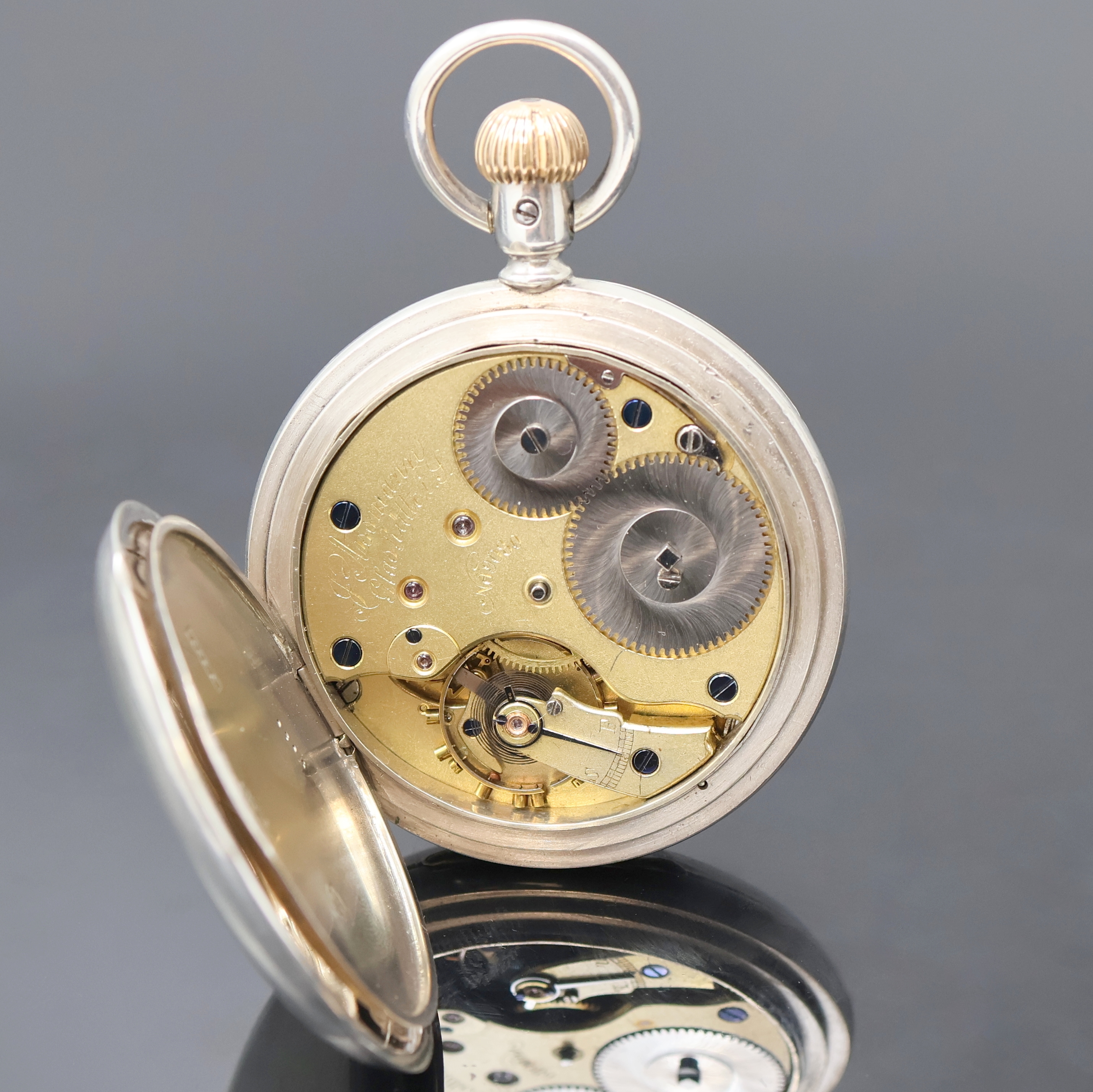 Detail d: J. ASSMANN Glashütte Herrensavonette in Silber, Deutschland um 1915, glattes Geh., Emailzifferbl. riss., röm. Zahlen, gebl. Zeiger, kl. Sek. b. 6, ...