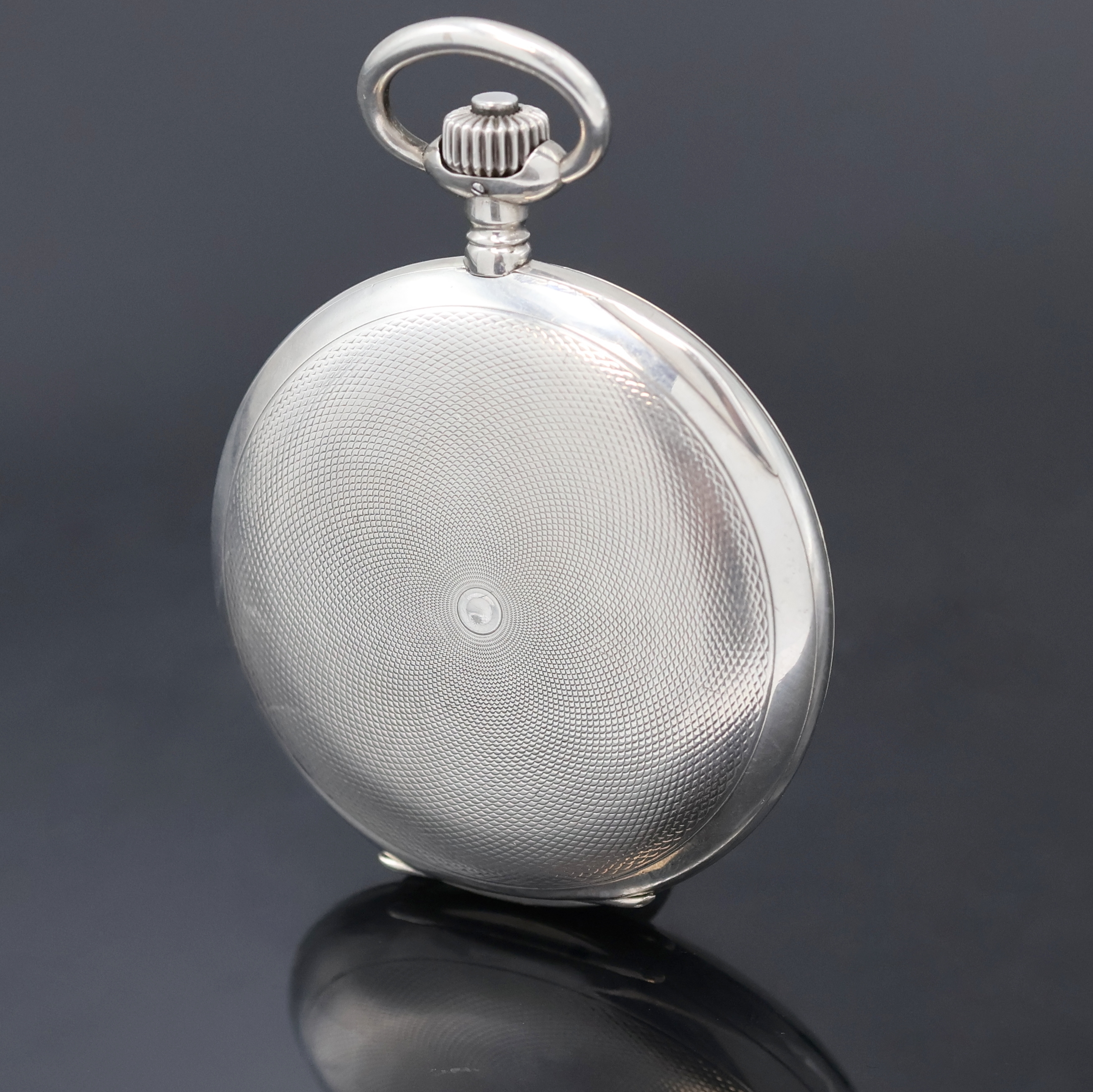 Detail b: DEUTSCHE PRÄZISIONSUHR ORIGINAL GLASHÜTTE Herrensavonette in Silber, Deutschland um 1920, Geh. dell., guill. Sprung- u. Rückdeckel, Emailzifferbl. ...