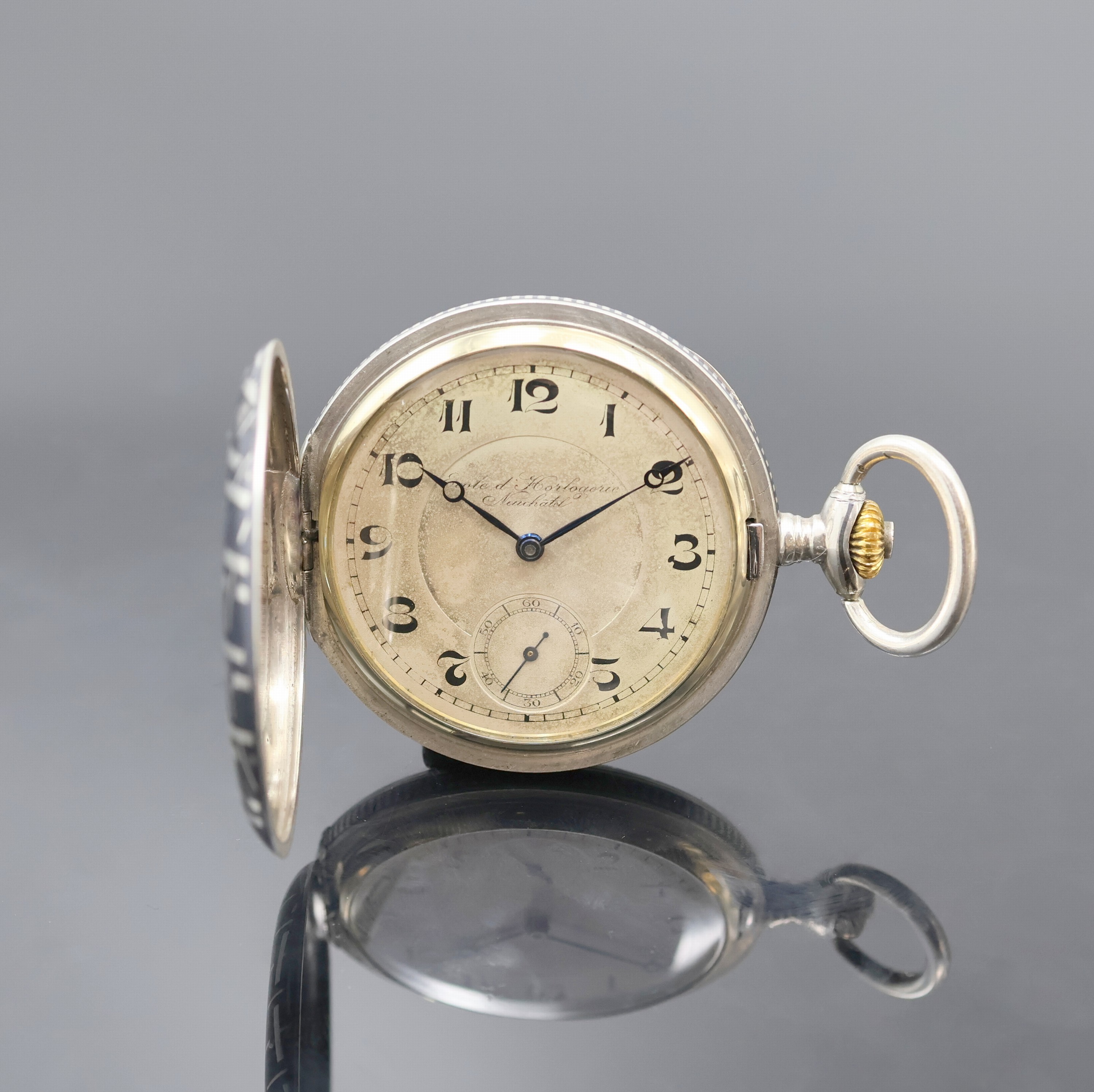 Image 26918964 - UHRMACHERSCHULE Neuchatel Herrensavonette in Tulasilber, Schweiz um 1925, Geh. l. dell., ...