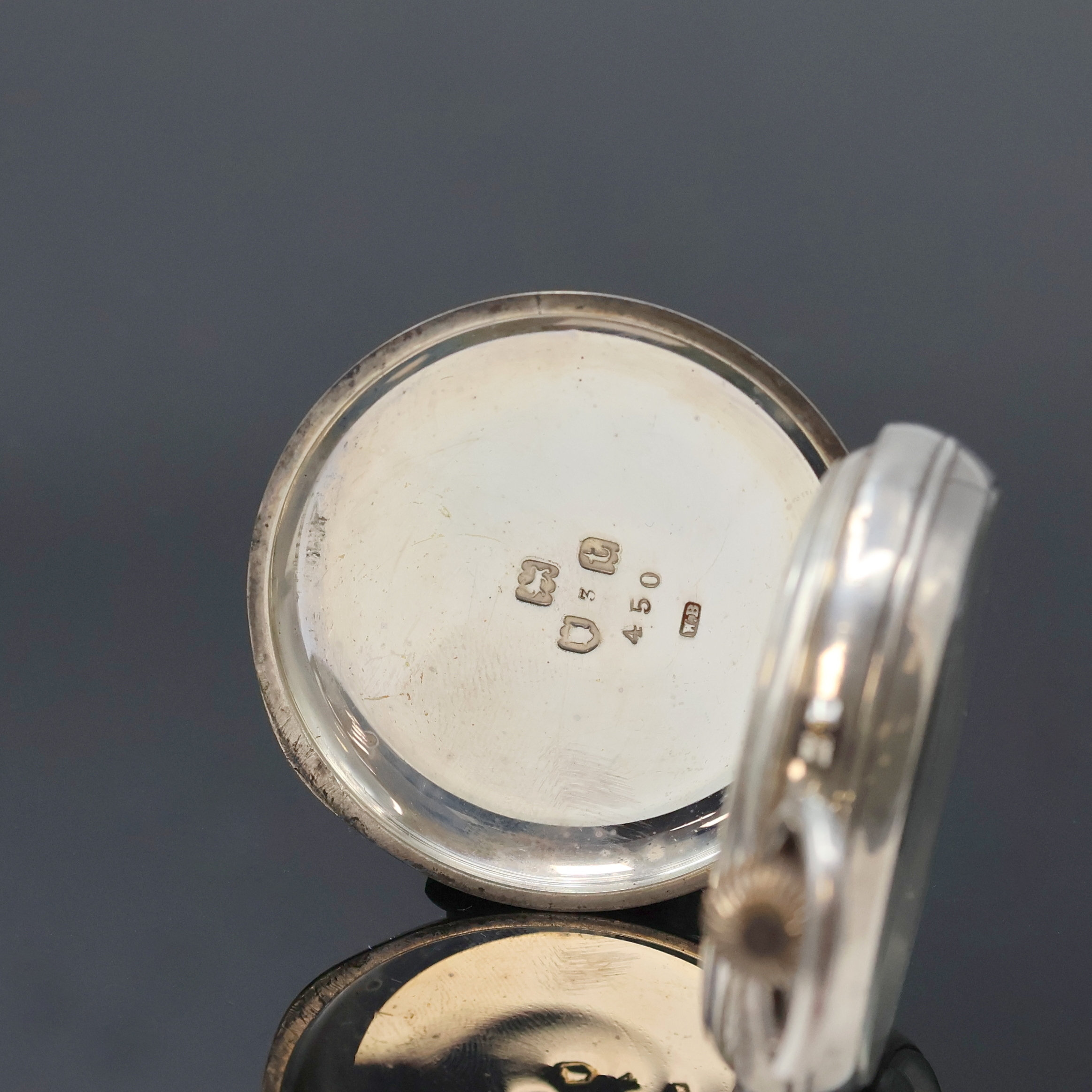 Detail b: W. MATTHEWS, Coventry B-Uhr mit Broad-Arrow in Silber, London Hallmark 1914, schweres glattes Scharniergeh., Glasrand aufgedr., 2- tlg. ...