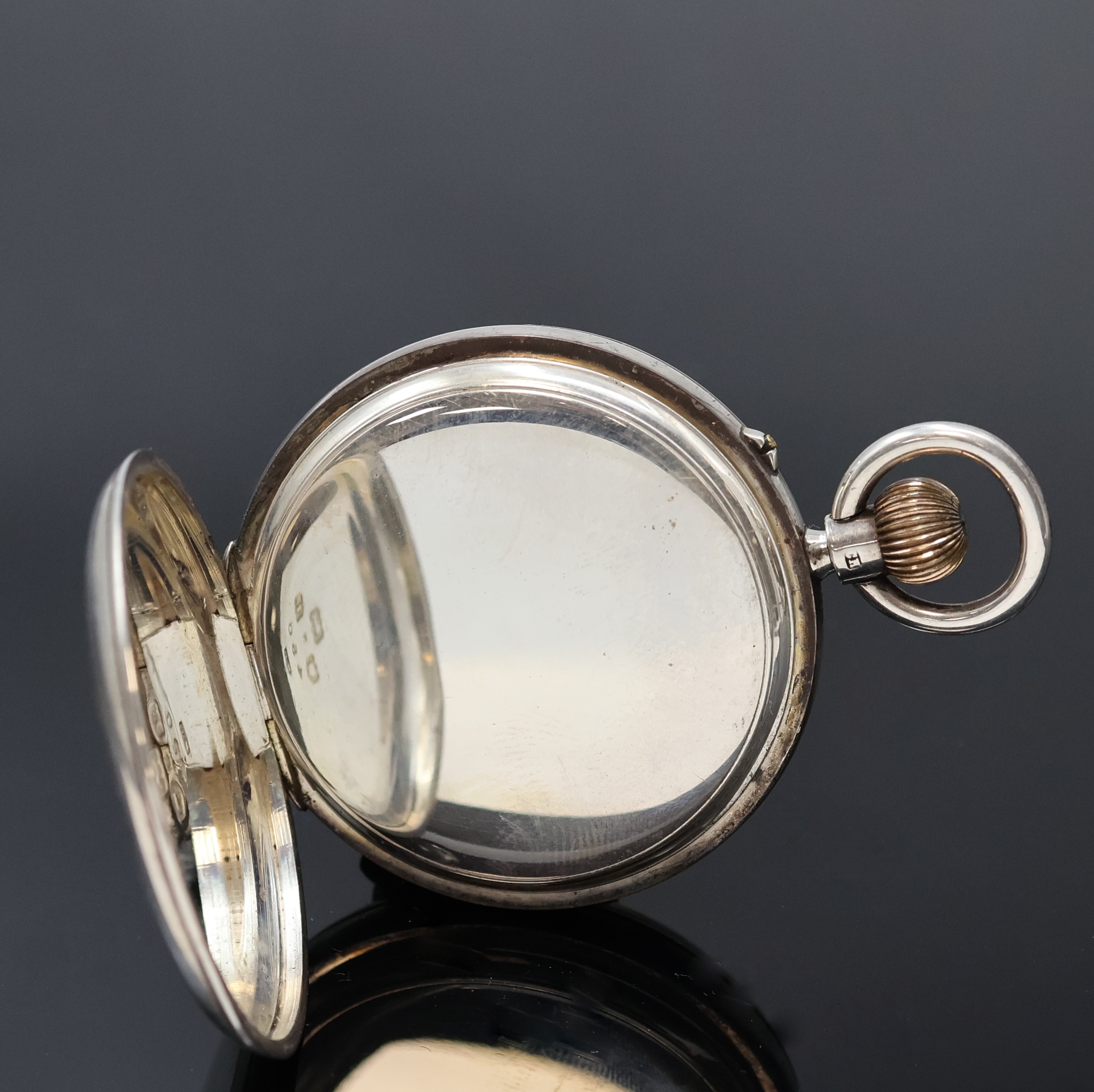 Detail c: W. MATTHEWS, Coventry B-Uhr mit Broad-Arrow in Silber, London Hallmark 1914, schweres glattes Scharniergeh., Glasrand aufgedr., 2- tlg. ...