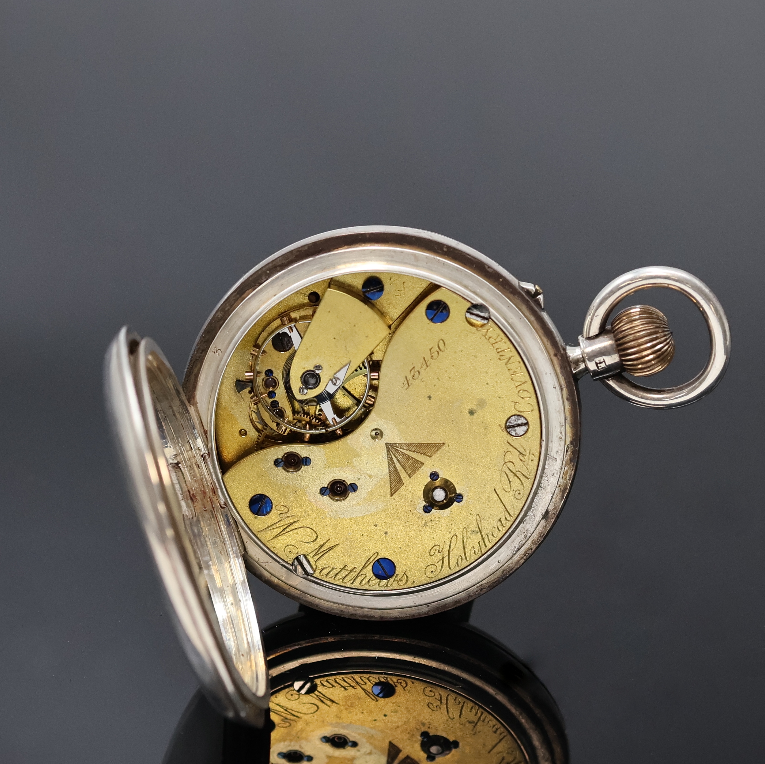 Detail e: W. MATTHEWS, Coventry B-Uhr mit Broad-Arrow in Silber, London Hallmark 1914, schweres glattes Scharniergeh., Glasrand aufgedr., 2- tlg. ...