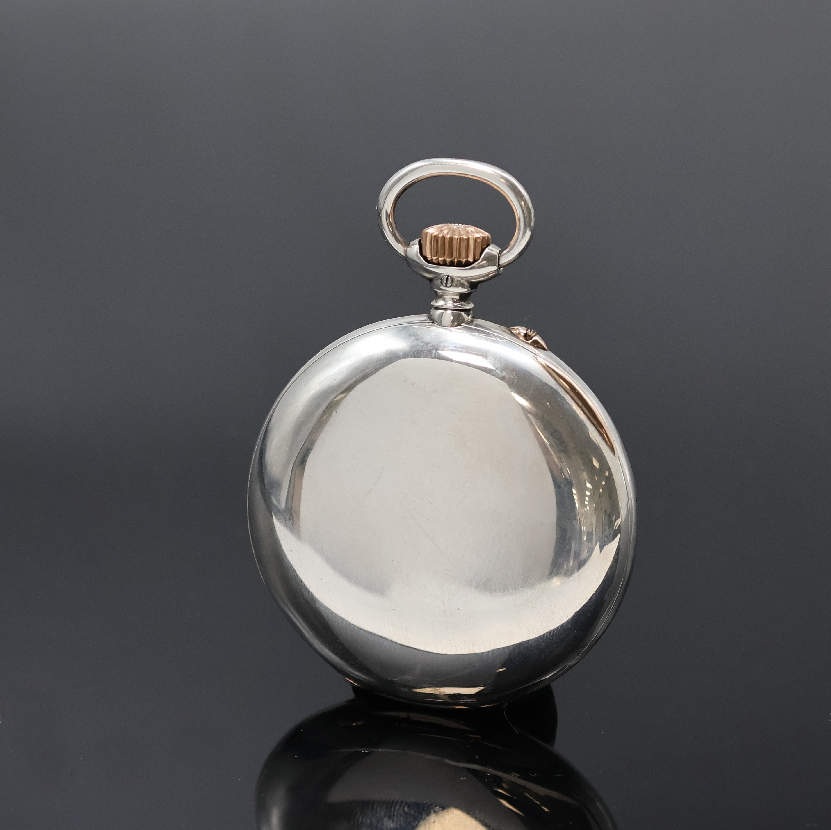 Detail a: UHRENFABRIK UNION Glashütte offene Taschenuhr in Silber in 1B-Qualität, Deutschland um 1910, glattes Lucia-Geh. m. Goldscharnieren, 2-tlg. ...