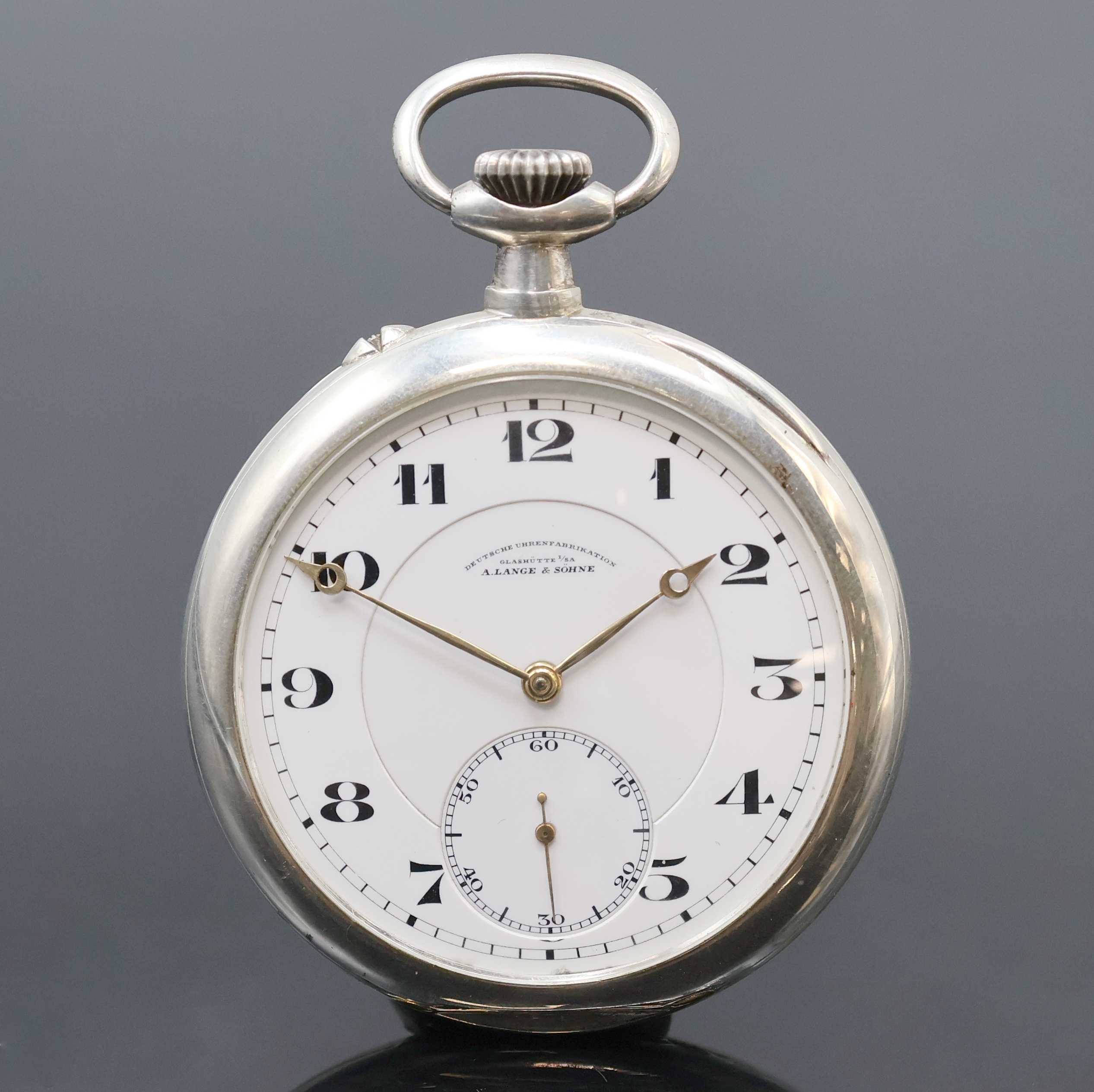 Image 26918976 - A. LANGE & SÖHNE -DUF- offene Silbertaschenuhr, Deutschland um 1930, glattes Geh. m. ...