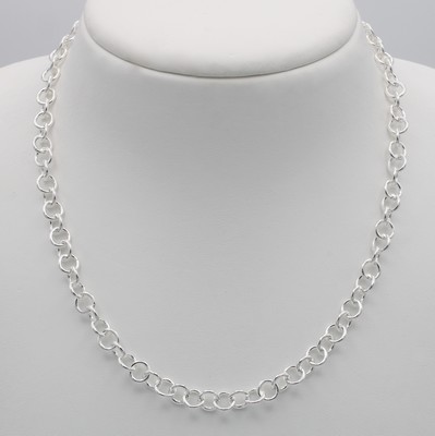 26918903a - Gliedercollier, 925er Silber, runde Glieder,Karabinerschl., L. ca. 45 cm