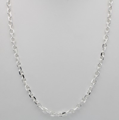 26918915a - Ankercollier, 925er Silber, diamantiert, Karabinerschl., L. ca. 60 cm