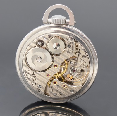 26918968b - HAMILTON Railway Special offene Taschenuhr in Stahl, USA um 1940, Boden u. Glasrand ...