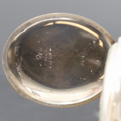 26918972c - Offene Taschenuhr mit Chronograph in Silber, Schweiz um 1910, guill. Geh. berieben, ...