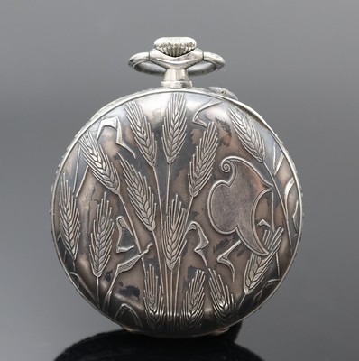 26918983a - UHRMACHERSCHULE Le Locle offene Taschenuhr im silbernen Relief-Gehäuse, Schweiz um ...