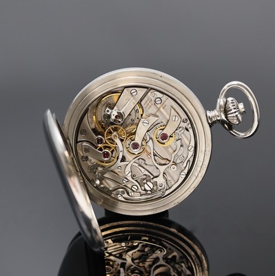 26918988e - LONGINES offene Taschenuhr mit Chronograph in Stahl, Schweiz um 1941, pol. ...