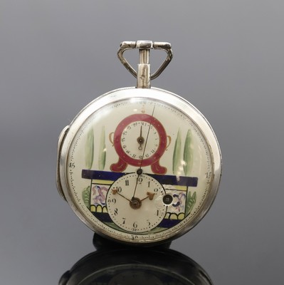 Image Verge pocket watch with central second and date in silver, Switzerland around 1790, key ...