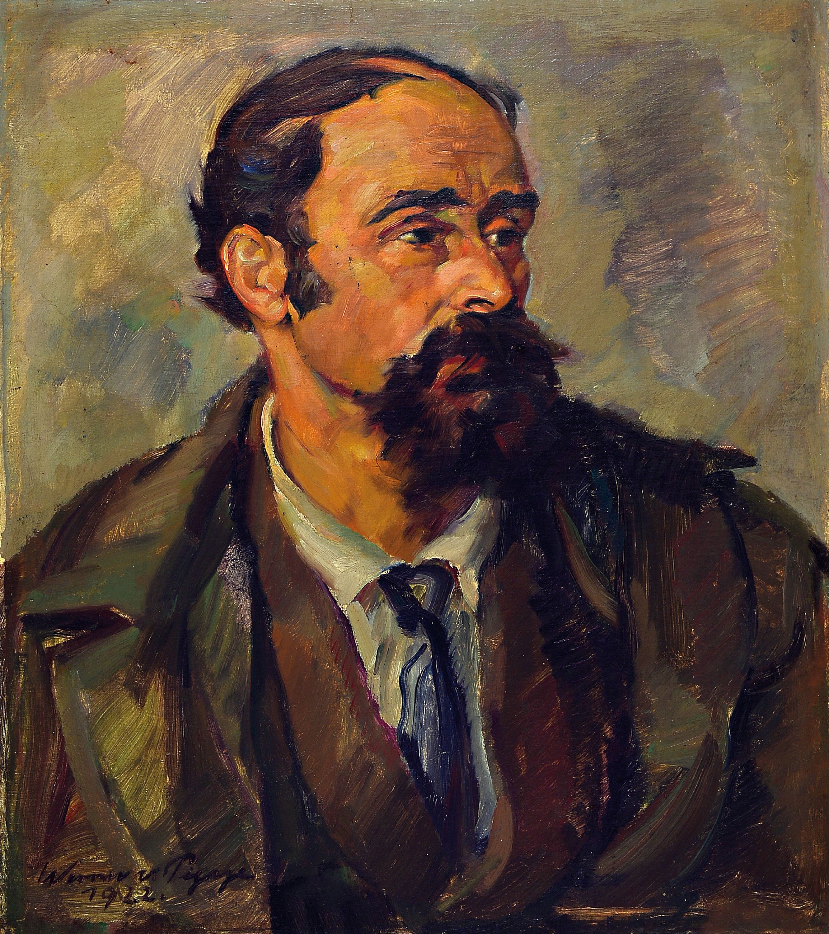 Werner von Pigage, 1888 Breslau-1959 Mannheim, Porträt eines bärtigen Mannes, Öl/Malkarton, rechts unten sign. und dat. 1922, ca. 59x52cm, R. ca. ...