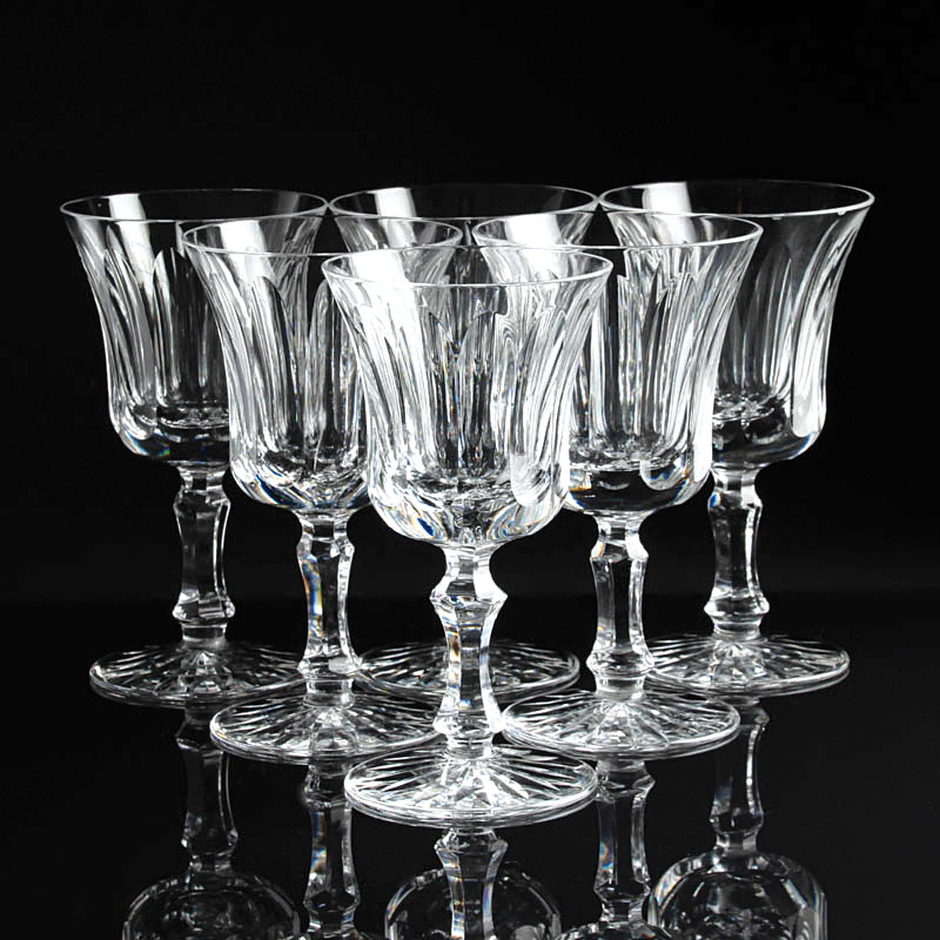 Detail a: Glasset Costa Lunga, Waterford Glass Limited, Irland, farbloses Glas, 6 Rotweingläser, 6 Champagnerschalen, H. 14/17 cm