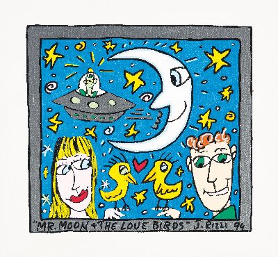 Image James Rizzi, 1950-2011 New York, Mr. Moon and the Love Birds, Acryl/Lwd, betitelt, ...