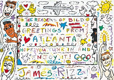 Image James Rizzi, 1950-2011 New York, To the Readers of BILD, Acryl/Lwd/Holz, Greetings from ...