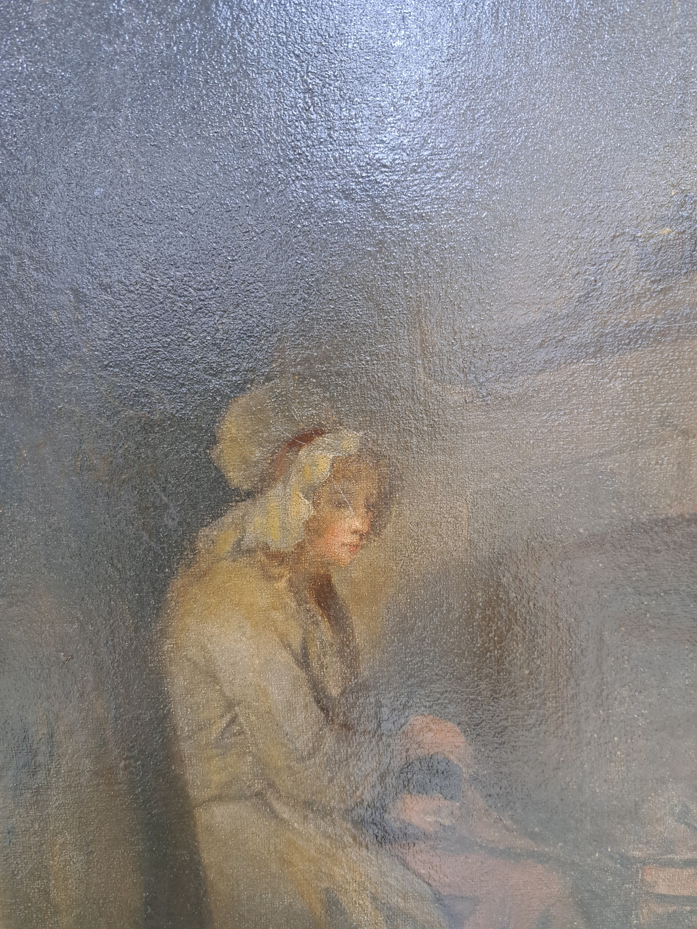 Detail m: Zuschreibung: George Moreland, 1763 London-1804 Brighton, The effects of youthful ...., so verso auf zwei alten Etiketten betitelt und bez. George ...