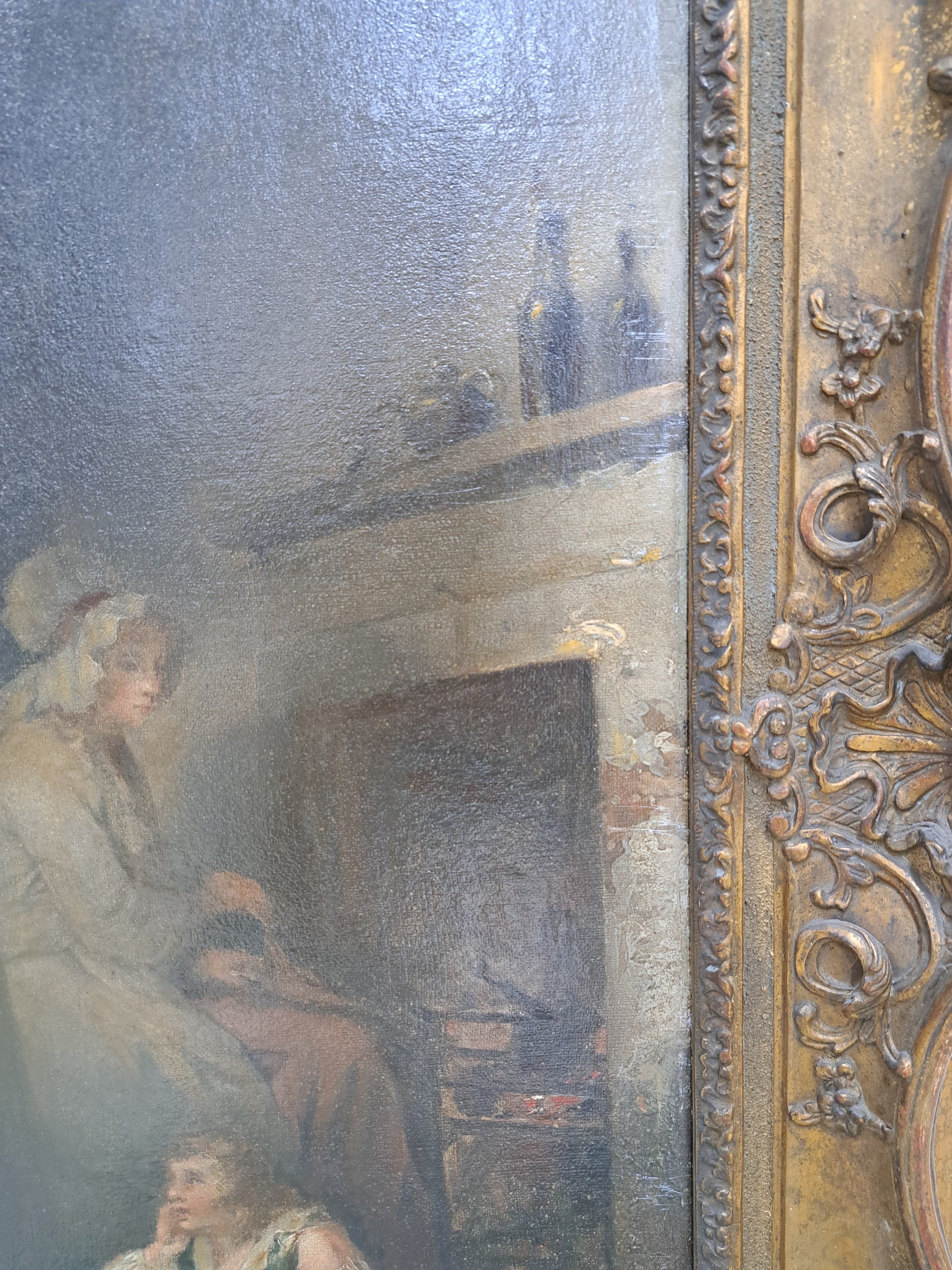 Detail o: Zuschreibung: George Moreland, 1763 London-1804 Brighton, The effects of youthful ...., so verso auf zwei alten Etiketten betitelt und bez. George ...