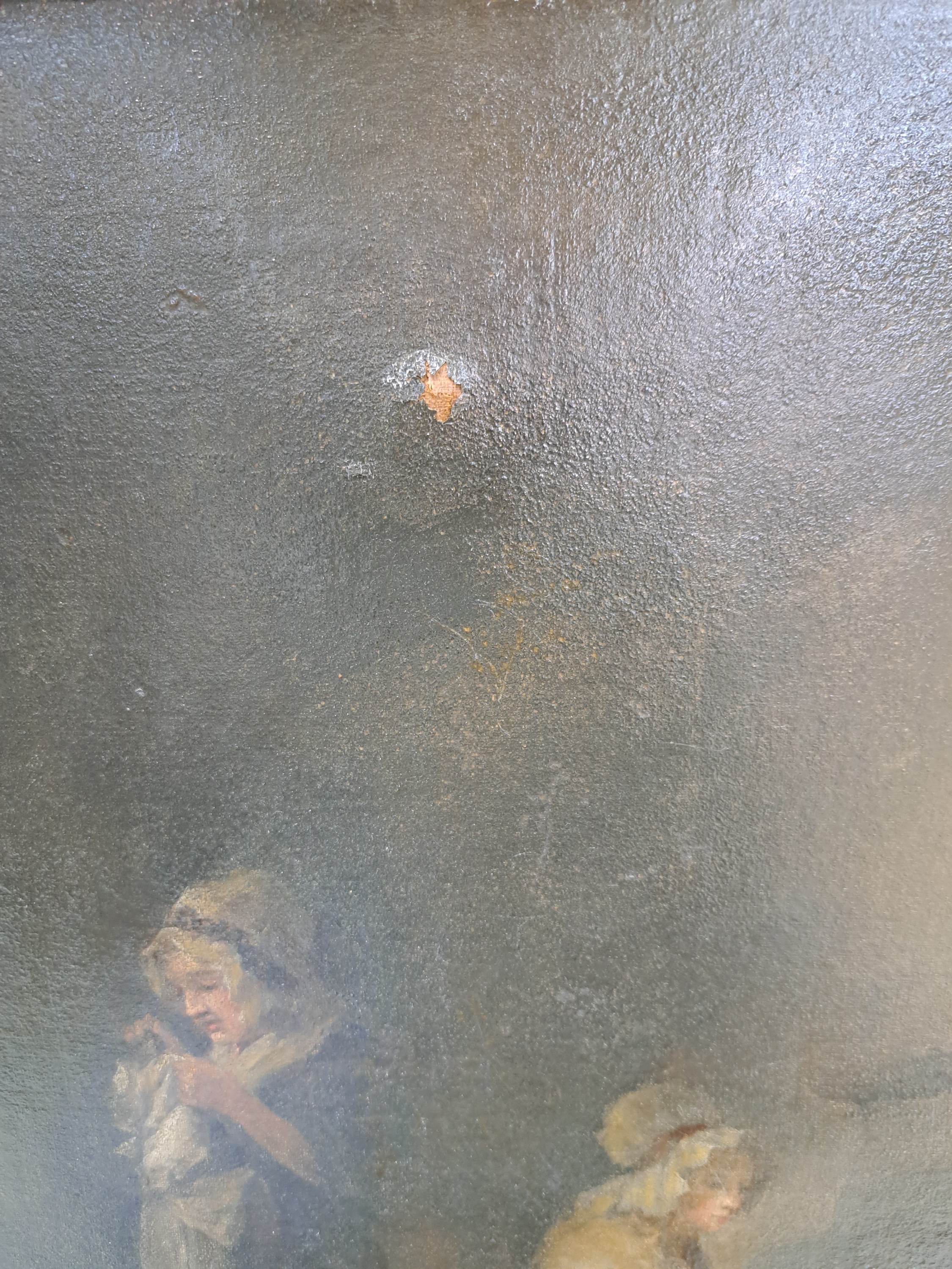 Detail p: Zuschreibung: George Moreland, 1763 London-1804 Brighton, The effects of youthful ...., so verso auf zwei alten Etiketten betitelt und bez. George ...