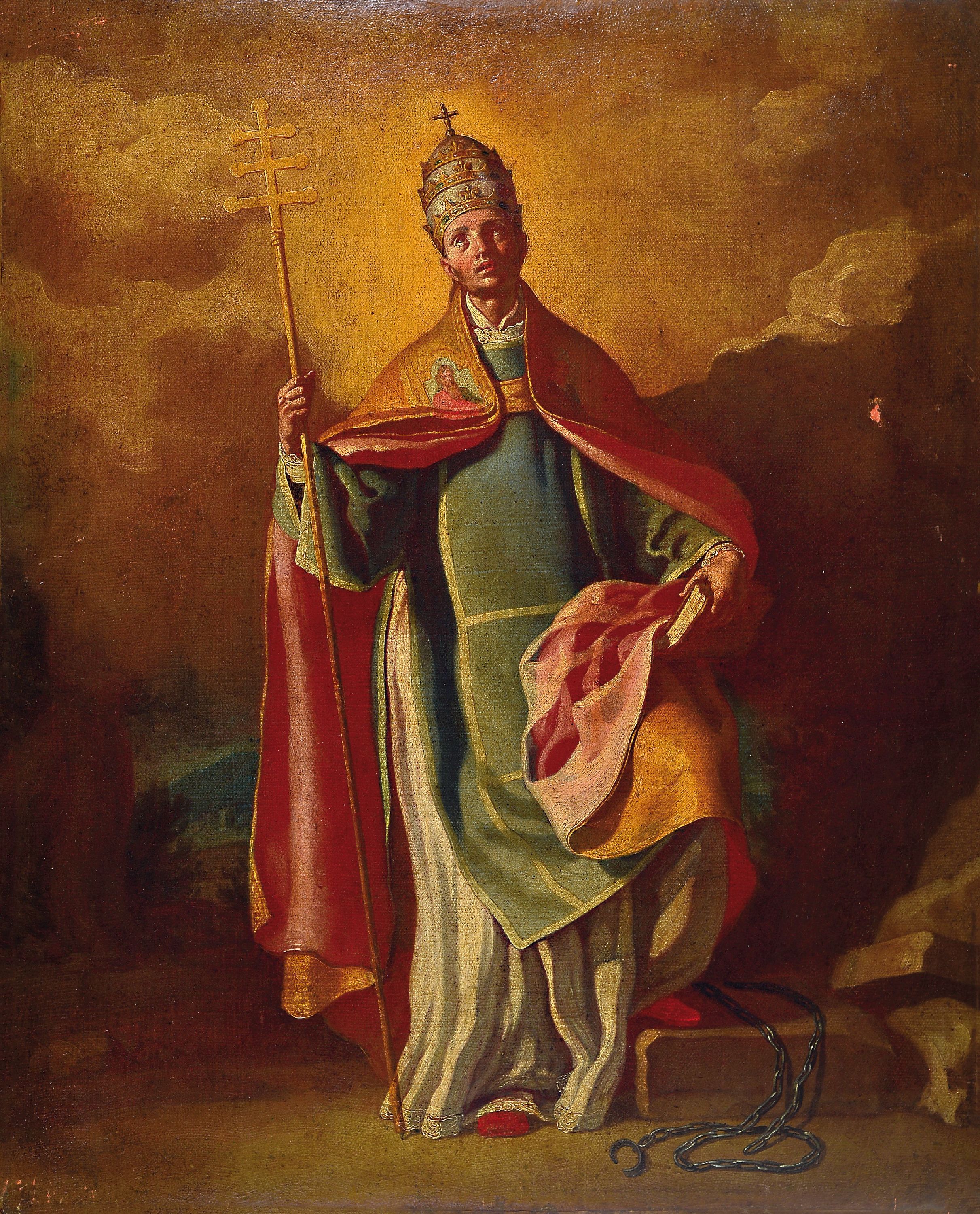 Zuschreibung: Johann Rudolf Studer, 1700-1769, Porträt eines Märtyrers mit gesprengter Kette, Öl/Lwd, doubl., dennoch mit kleinem Lwd-Schaden, ca. ...