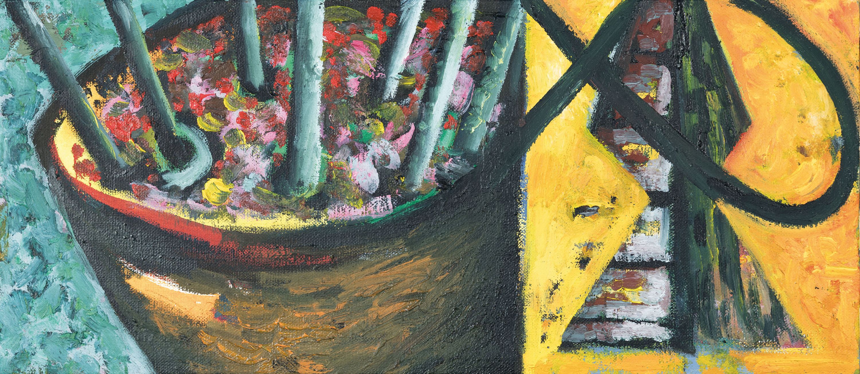 Detail a: Hartmut Neumann, geb. 1954, 2 Pendants: mit modernen Stillleben, Öl/Lwd, verso signiert und dat. 1988, ca. 23.5x53, Rahmen mit Schattenfugen je ca. ...