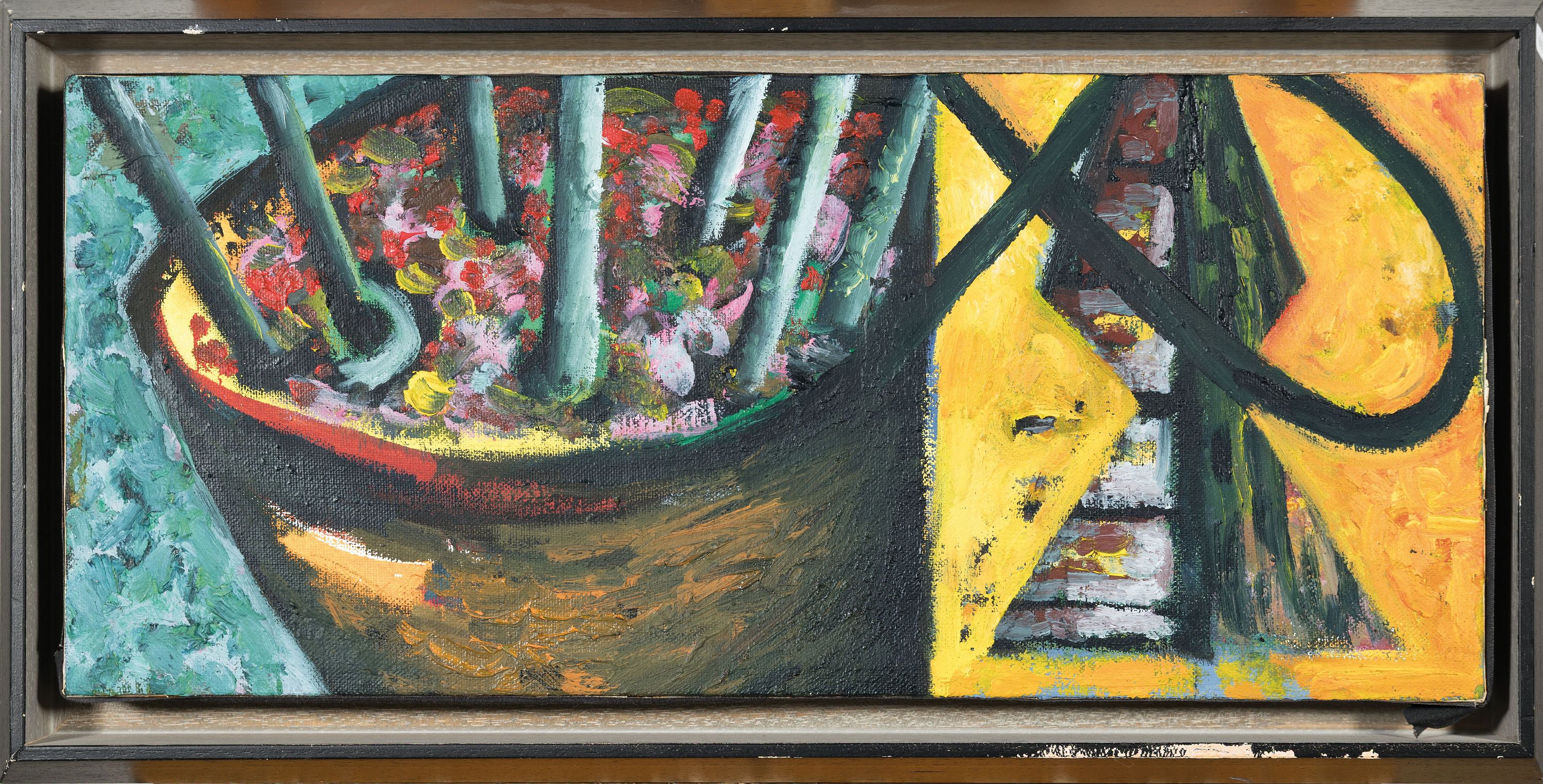 Detail l: Hartmut Neumann, geb. 1954, 2 Pendants: mit modernen Stillleben, Öl/Lwd, verso signiert und dat. 1988, ca. 23.5x53, Rahmen mit Schattenfugen je ca. ...