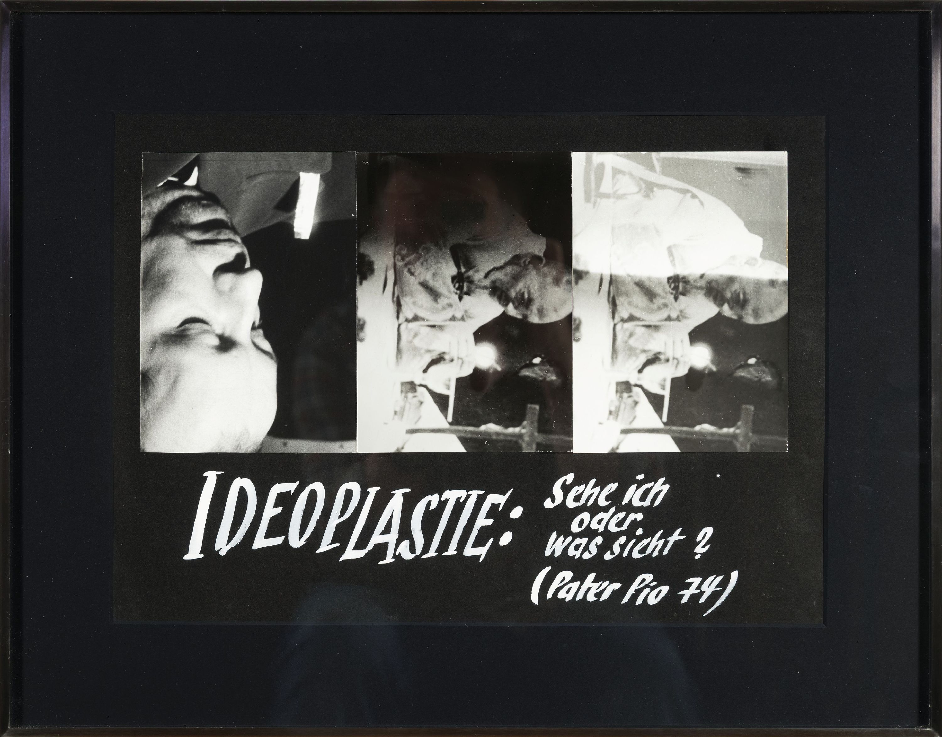Detail k: Anna und Bernhard Blume, Ideoplastie: Sehe cih oder was sieht ? Pater Pio 74, drei s/w Fotografien montiert, ca. 42x30cm, PP, u.GL., R. ca. 55x43cm