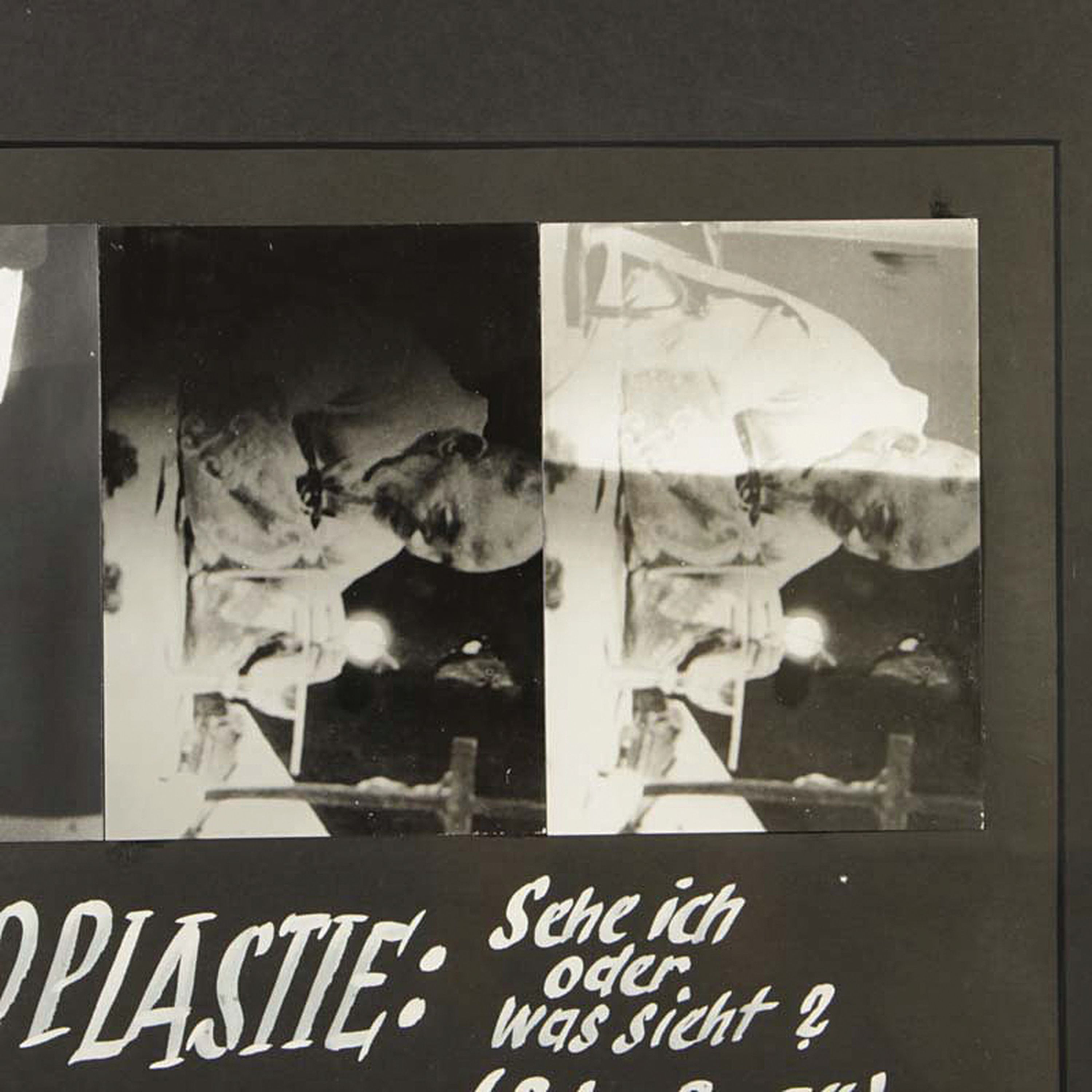 Detail m: Anna und Bernhard Blume, Ideoplastie: Sehe cih oder was sieht ? Pater Pio 74, drei s/w Fotografien montiert, ca. 42x30cm, PP, u.GL., R. ca. 55x43cm