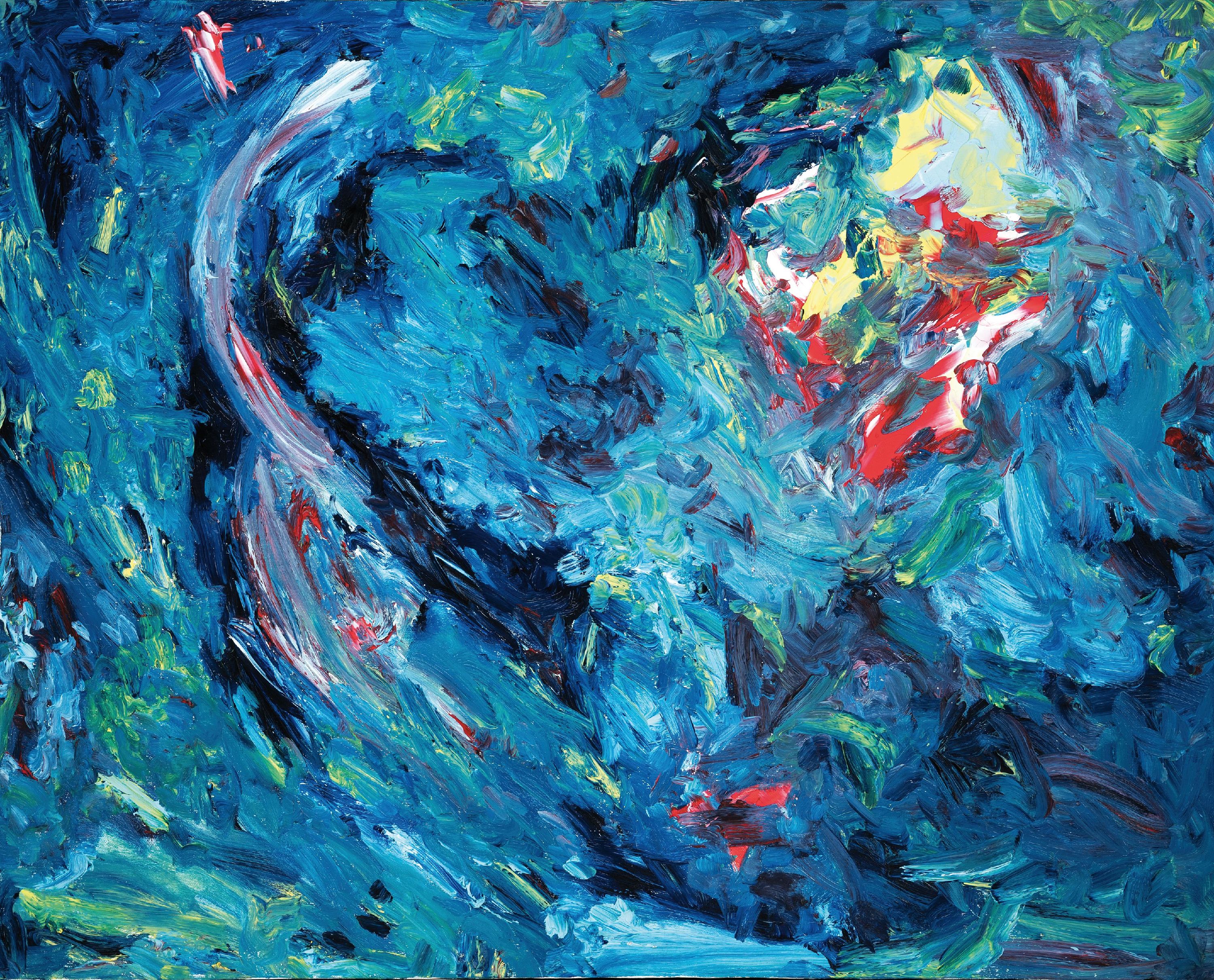 Gunther Schwieger, zeitgen. Künstler, "Einblicke", Öl/Lwd, expressiver Duktus, rückseitig betitel, ca. 100x80cm, Rahmen mit Schattenfuge ...