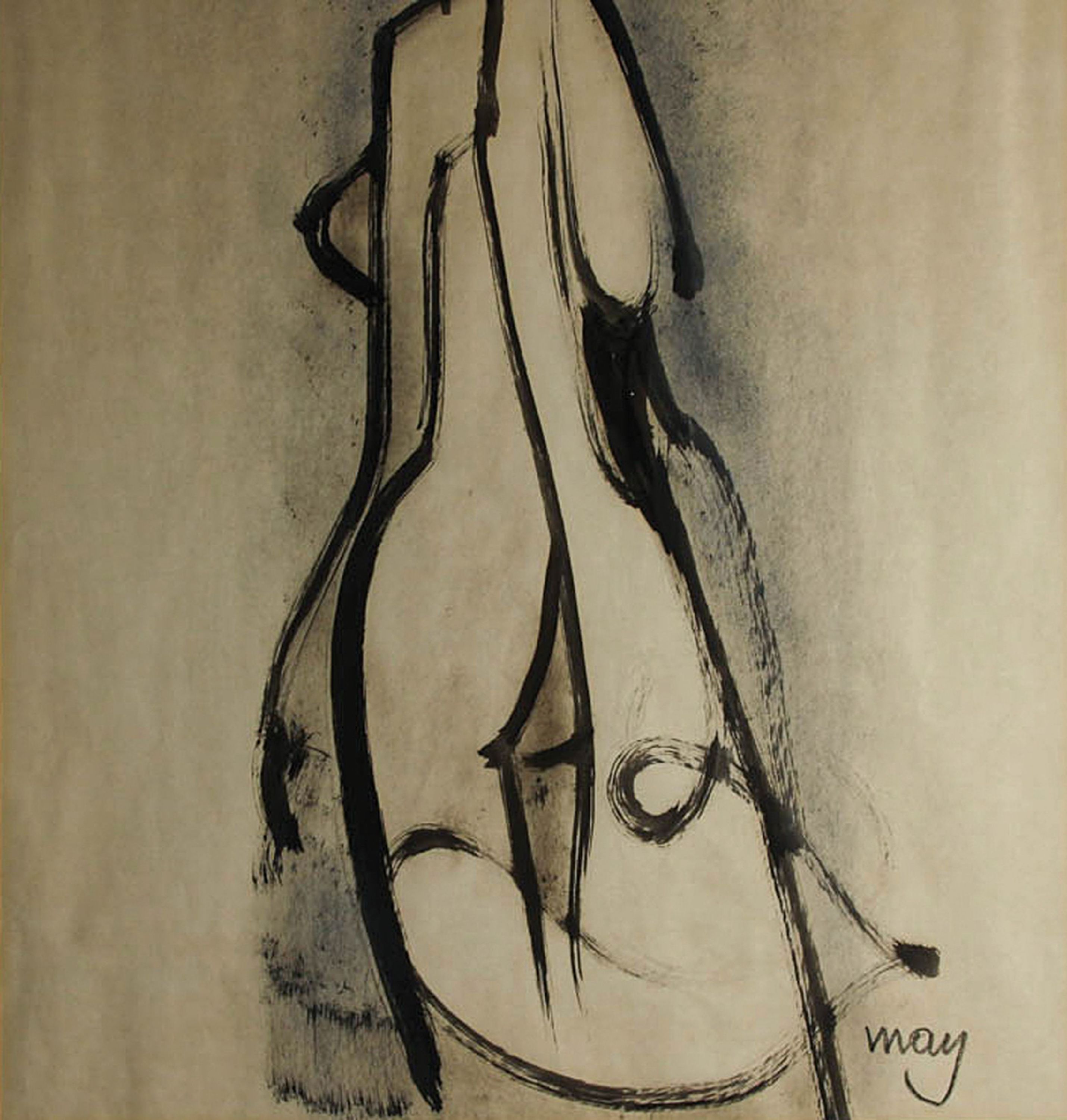 Detail b: Karl May, 1901-1976, deutsch-kanadischer Expressionist, Lolita-später, verso auf Etikett so betitelt, Tuschpinselzeichnung, signiert, ca. 82x60cm, ...