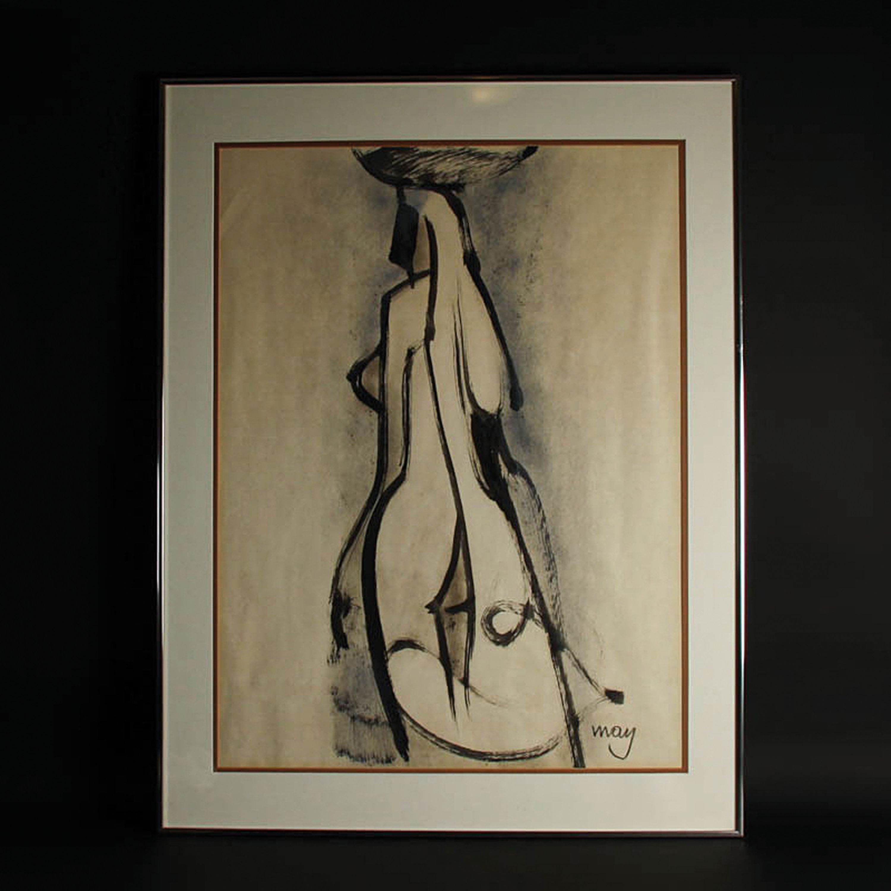 Detail k: Karl May, 1901-1976, deutsch-kanadischer Expressionist, Lolita-später, verso auf Etikett so betitelt, Tuschpinselzeichnung, signiert, ca. 82x60cm, ...