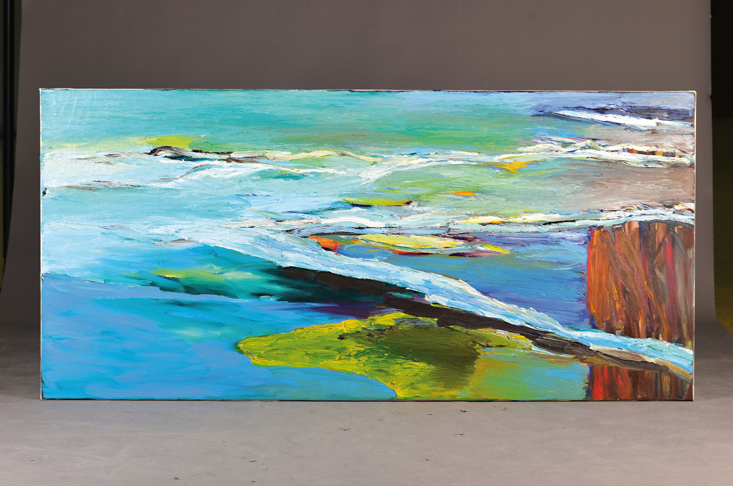 Detail k: Giso Westing, geb. 1955, Strand, Öl/Lwd, rückseitig signiert und dat. 2002, ca. 95x200 cm