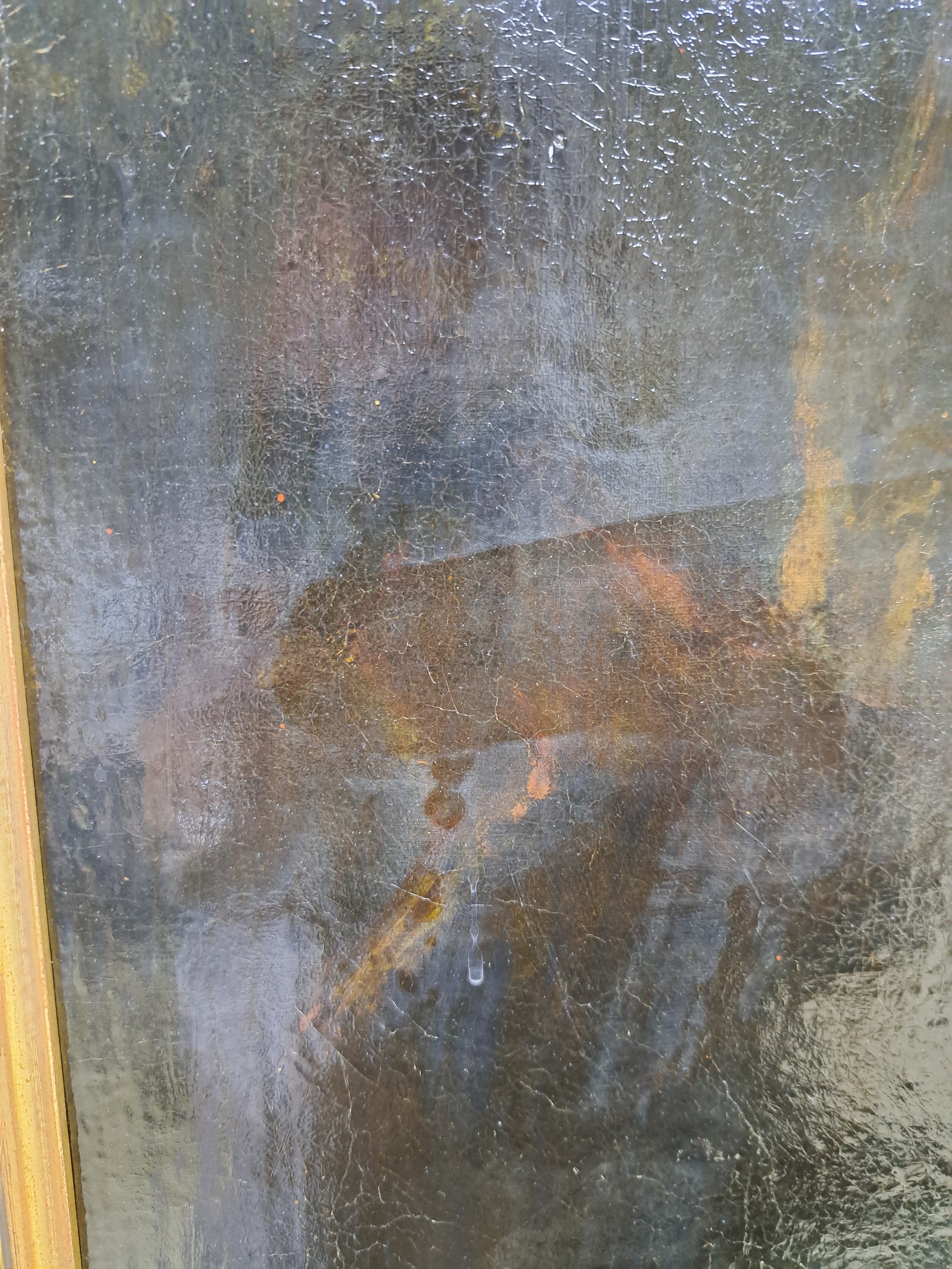 Detail e: Unbekannter Künstler des ausgehenden 18.Jh., antikisierende Szene, lagernde Göttin reicht einem Alten eine Schale, unsigniert, Öl/Lwd, restauriert ...