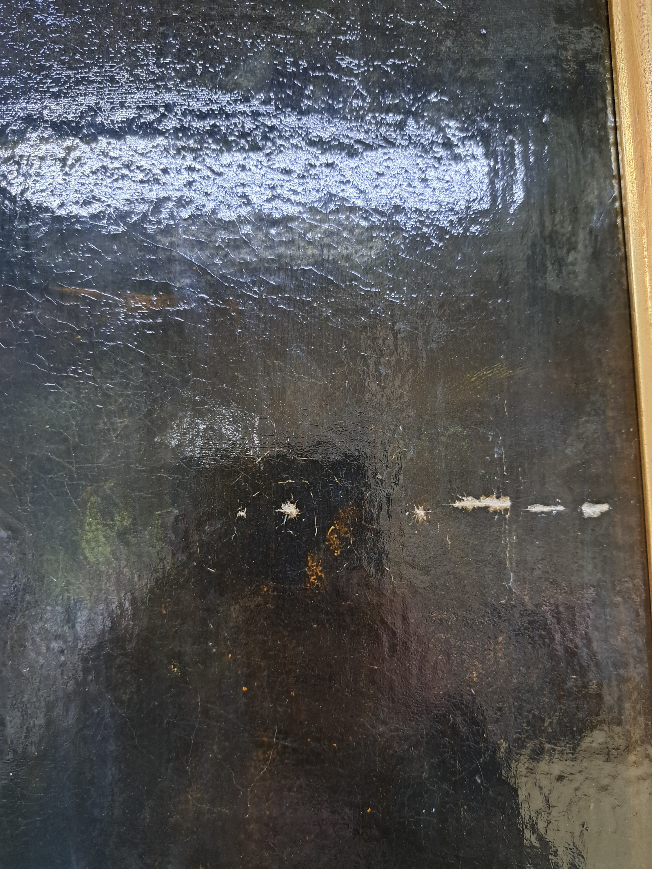 Detail f: Unbekannter Künstler des ausgehenden 18.Jh., antikisierende Szene, lagernde Göttin reicht einem Alten eine Schale, unsigniert, Öl/Lwd, restauriert ...