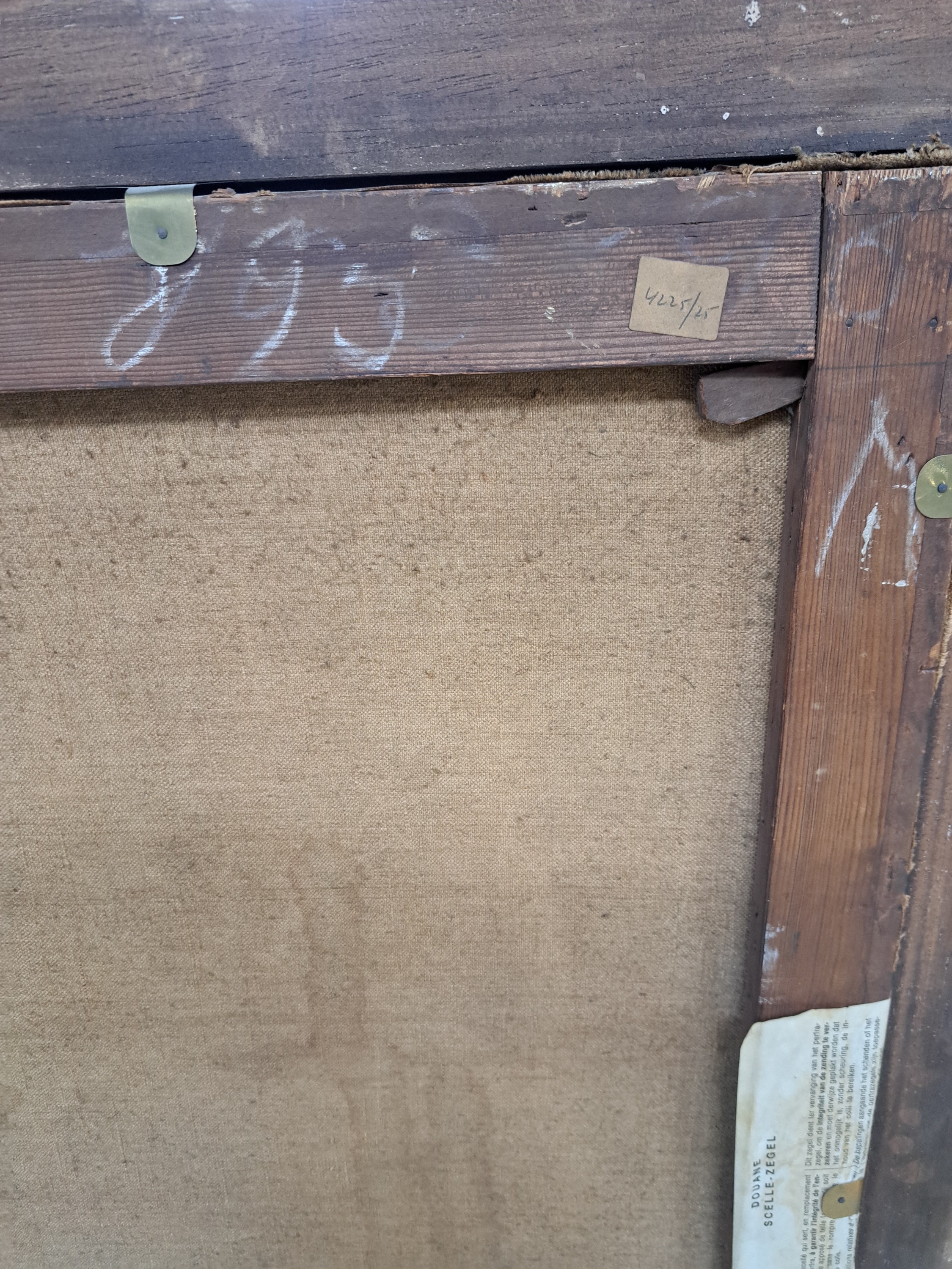 Detail o: Unbekannter Künstler des ausgehenden 18.Jh., antikisierende Szene, lagernde Göttin reicht einem Alten eine Schale, unsigniert, Öl/Lwd, restauriert ...