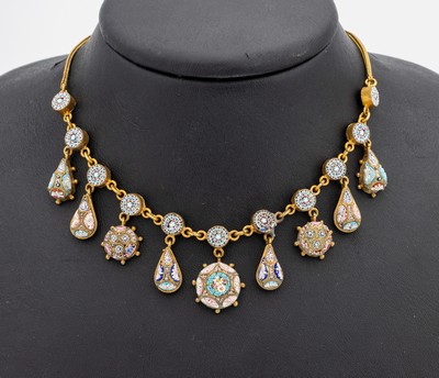 Image Collier mit Mikromosaikeinlagen, Metall verg., Italien um 1900, bewegl. ...