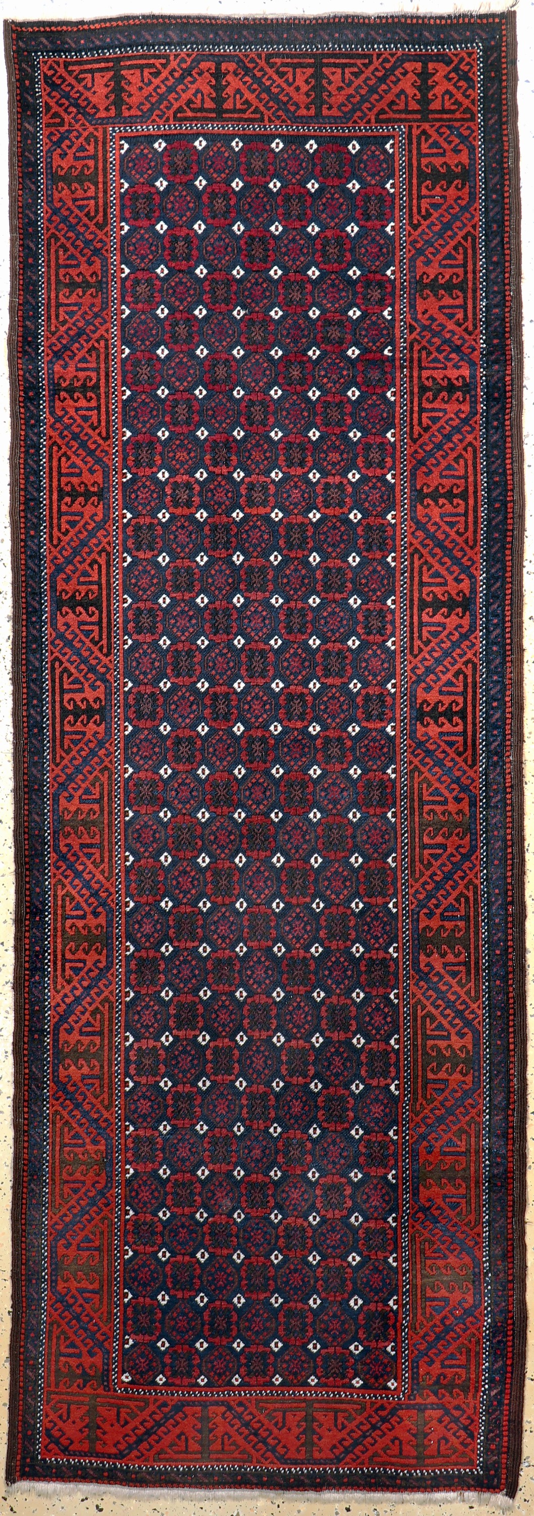 Belutsch antik, Persien, um 1900, Wolle aufWolle, ca. 255 x 88 cm, EHZ: 2-3(oxidiert)