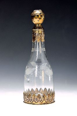 Image 26919967 - Flasche, Moritz Elimeyer, Dresden, um 1900, Glasflasche mit Ätzdekor, Silbermontur ...