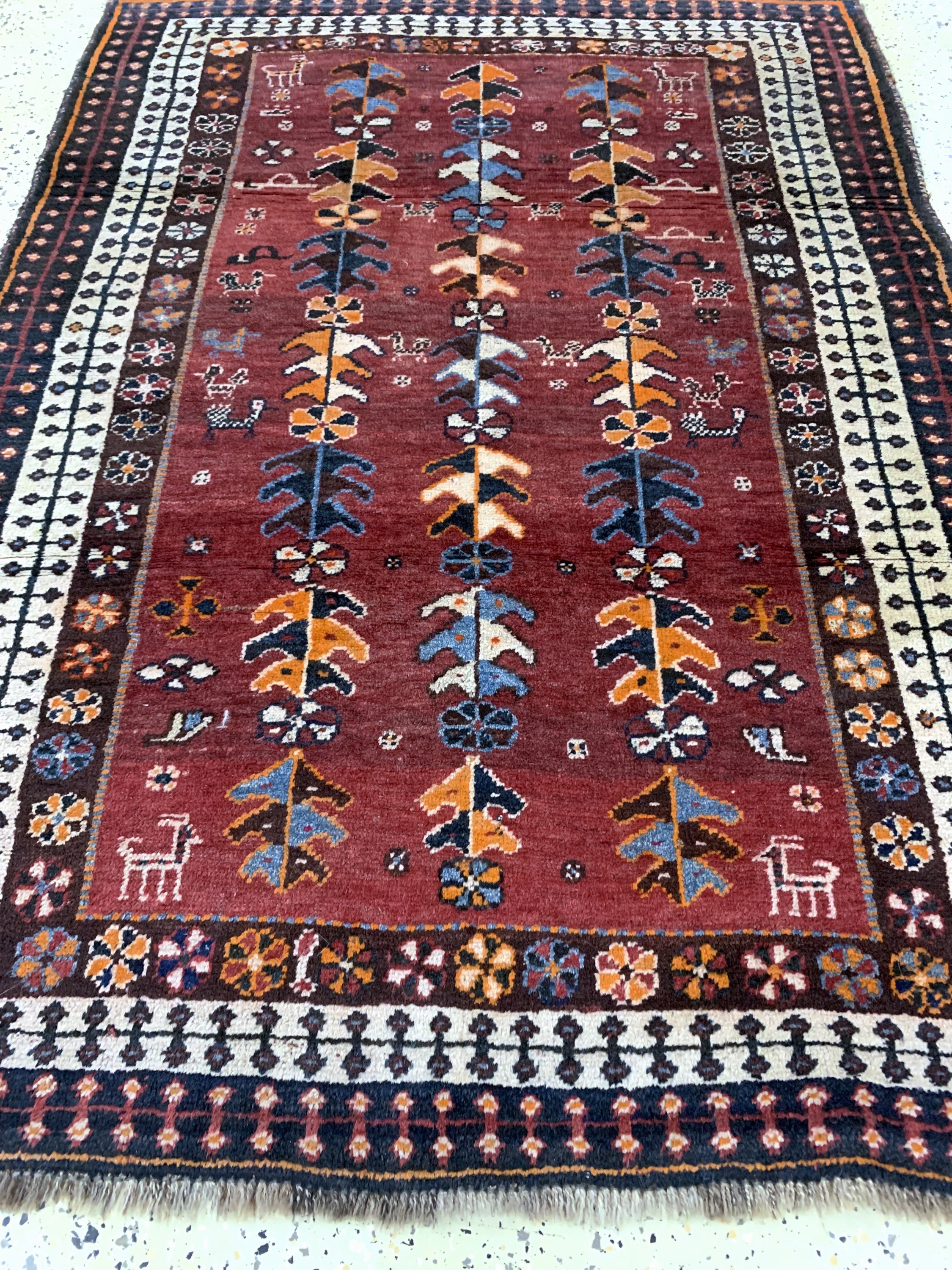 Detail d: Gabbeh alt, Persien, Mitte 20.Jhd, Wolle auf Wolle, ca. 170 x 126 cm, EHZ: 3