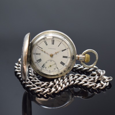 Image LONGINES frühe Halbsavonette in Silber an schwerer Sterling-Silberkette, Schweiz um ...